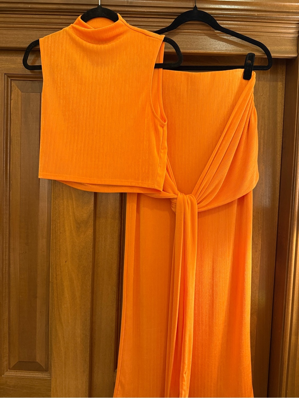 Sleeveless Orange Maxi Skirt Set